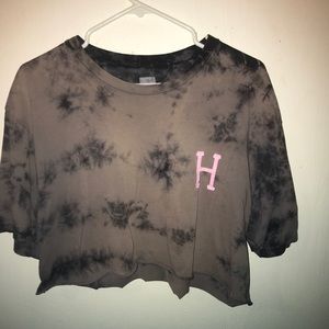 Grey and brown crop top